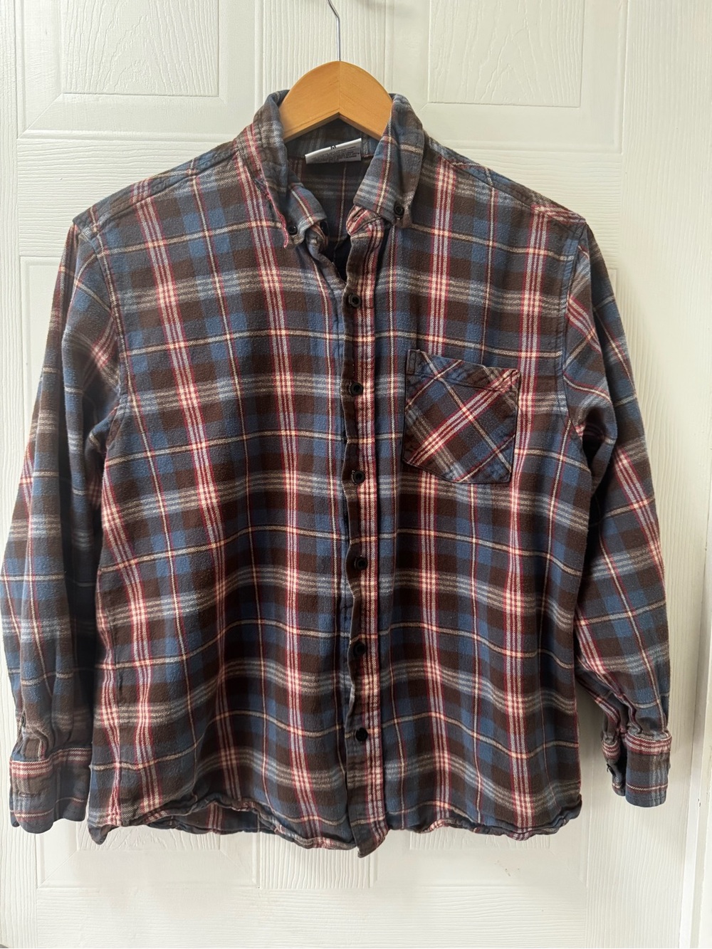 Men's Casual Blue and Brown Plaid Button-Down Shirt